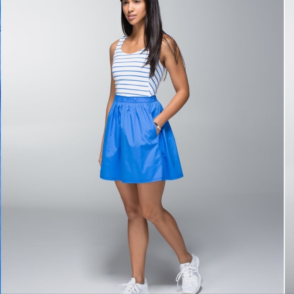 lululemon athletica Blue Striped Tank and Bright Blue Skort